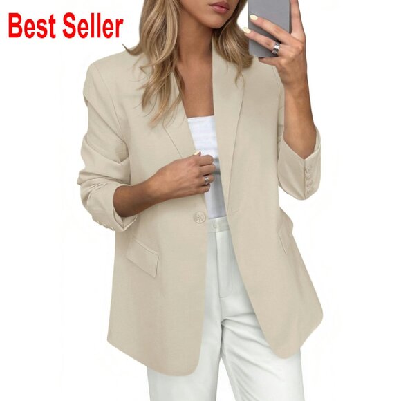 Open Front Blazer Elegant Minimal Chic Professional Work Office Wear